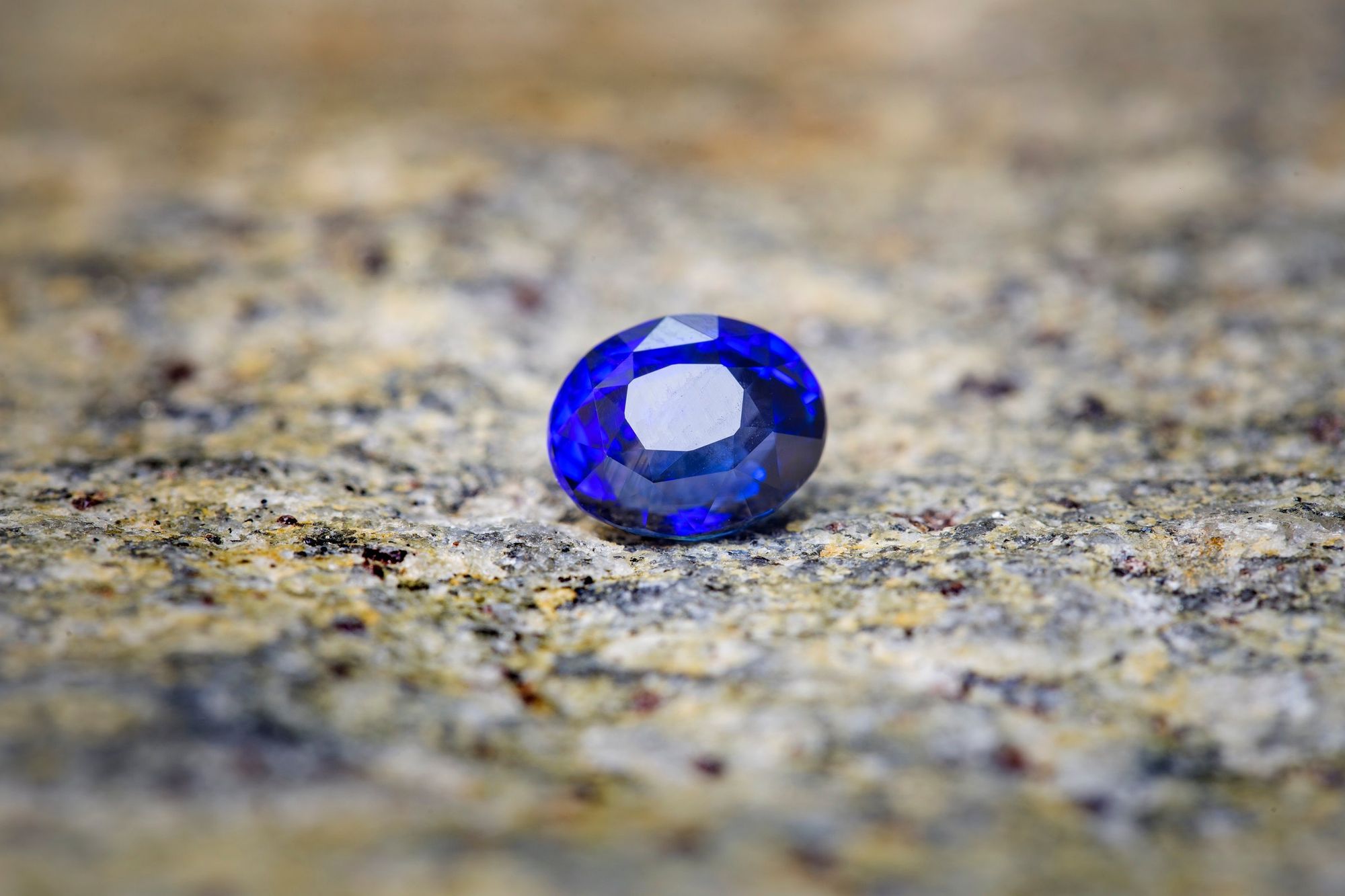 A single royal-blue Sri Lankan sapphire on stone